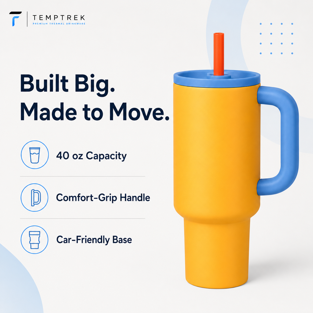 TempTrek TrailSip Tumbler | 40 oz Insulated Handle Tumbler