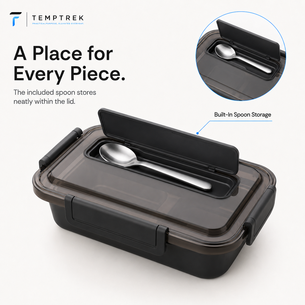 TempTrek Bento Lunch Box | Stainless Steel Compartment Tray