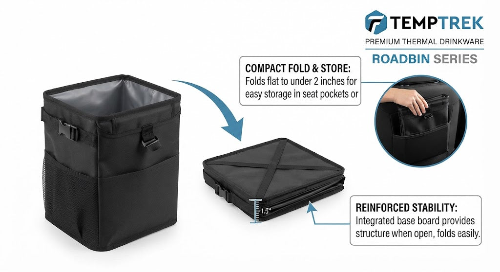 TempTrek RoadBin | Collapsible Car Trash Can