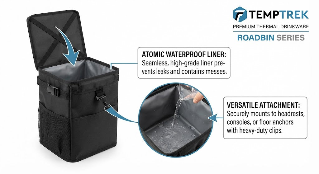 TempTrek RoadBin | Collapsible Car Trash Can