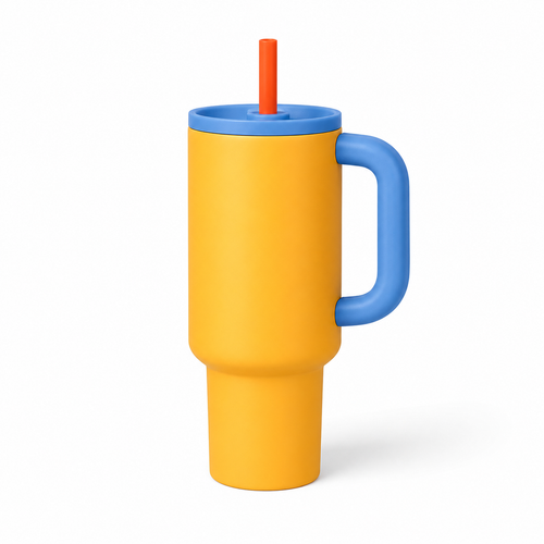 TempTrek TrailSip 40 oz insulated stainless steel handle tumbler with reusable straw