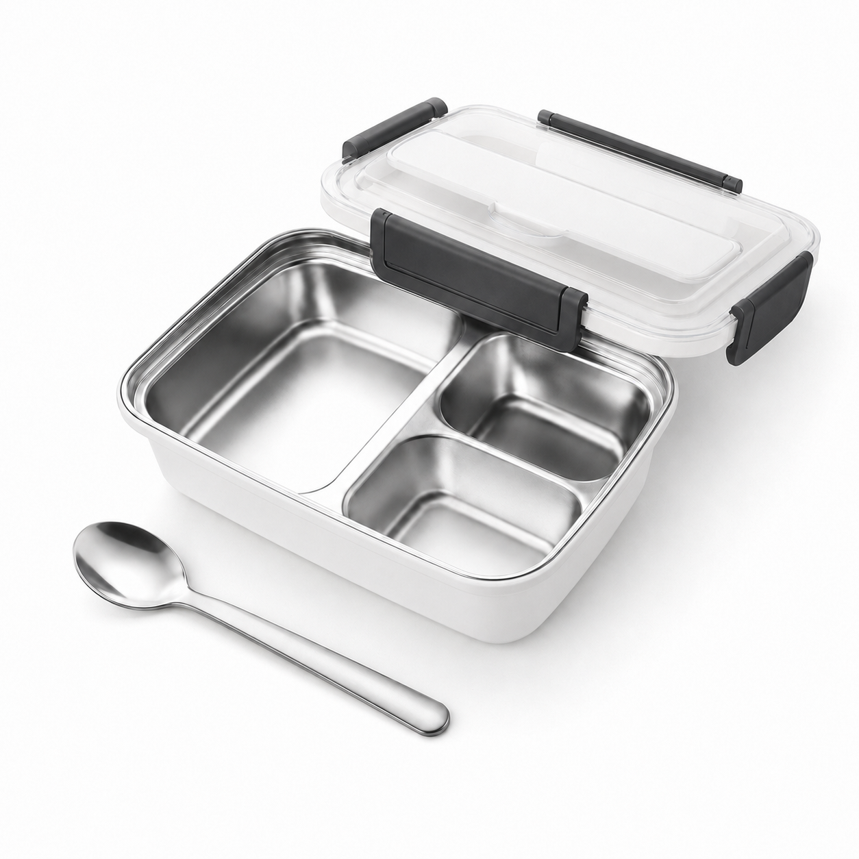 TempTrek stainless steel bento lunch box in Arctic White