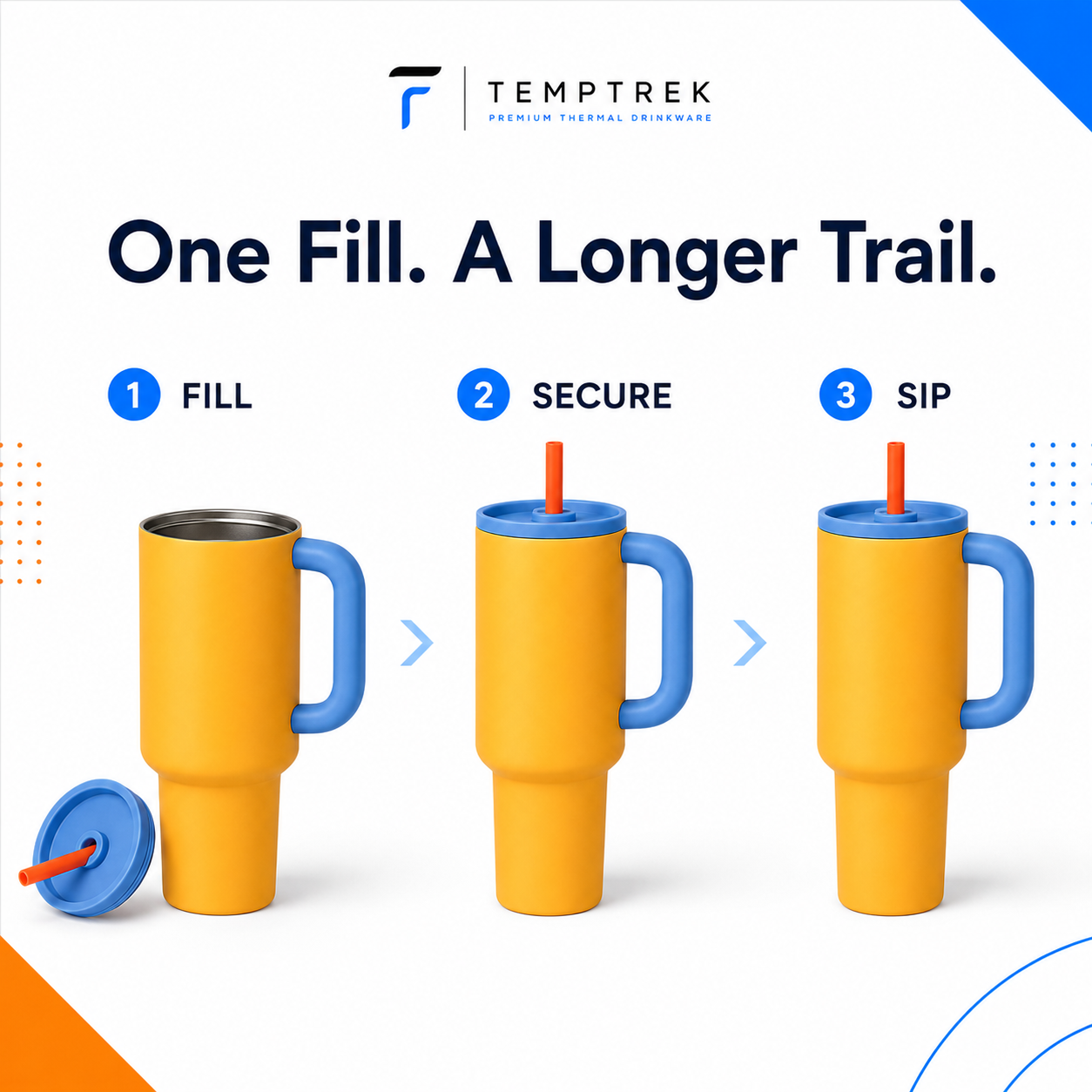 TempTrek TrailSip Tumbler | 40 oz Insulated Handle Tumbler