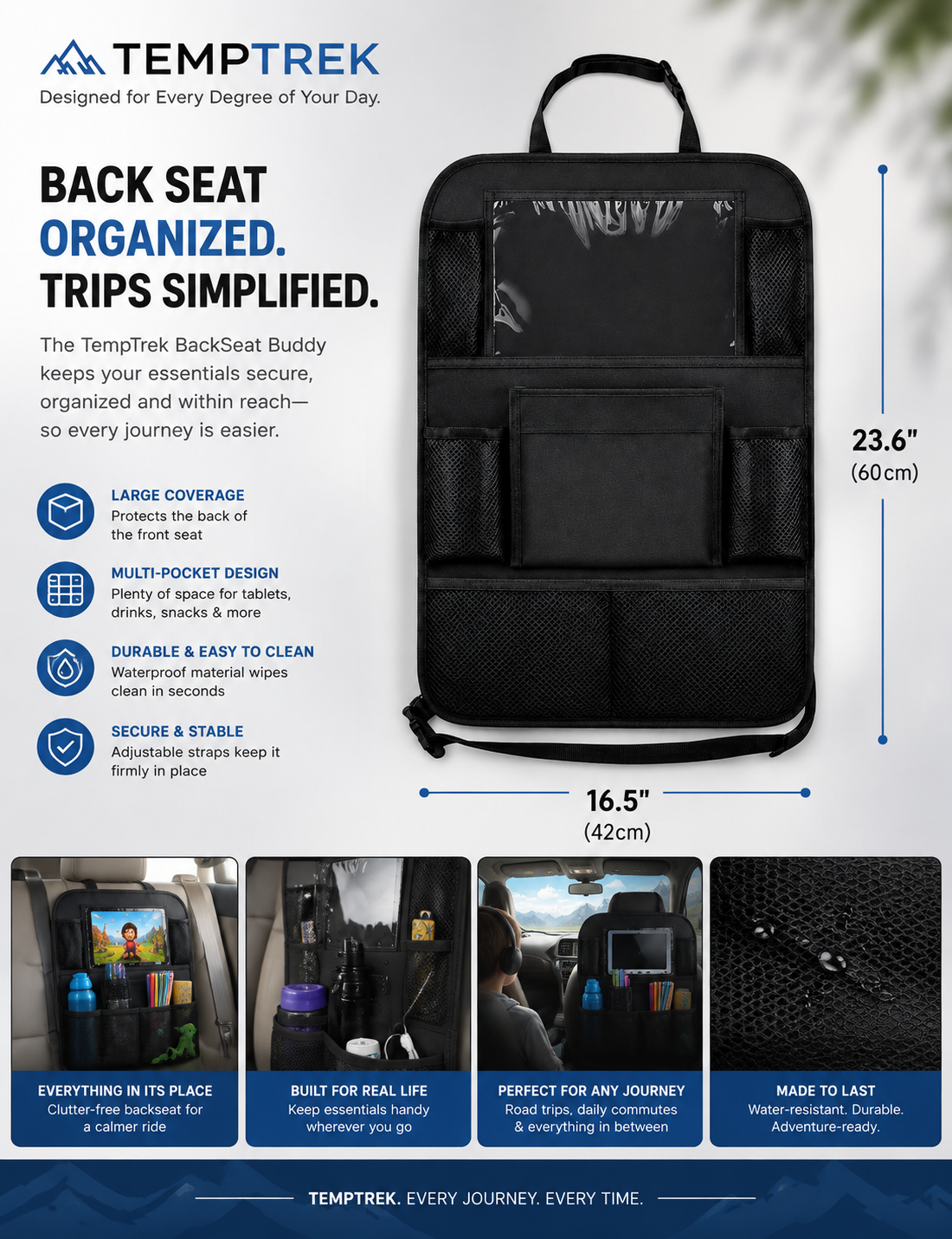 TempTrek BackSeat Buddy | Car Seat Organizer