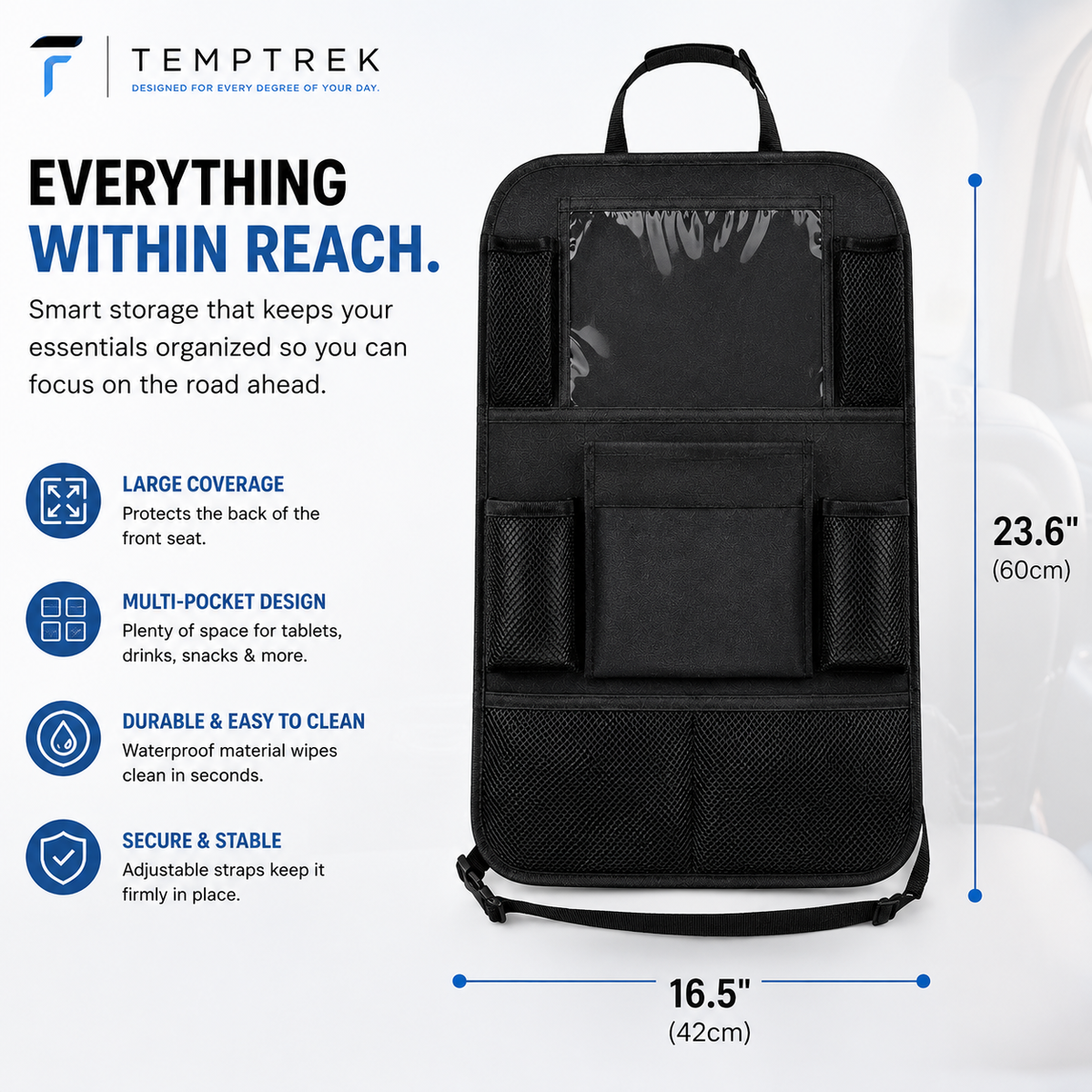 TempTrek BackSeat Buddy | Car Seat Organizer