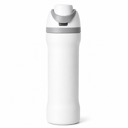TempTrek Elevate bottle in Alpine White in a similar plant-side setting, shown at a slightly different angle.