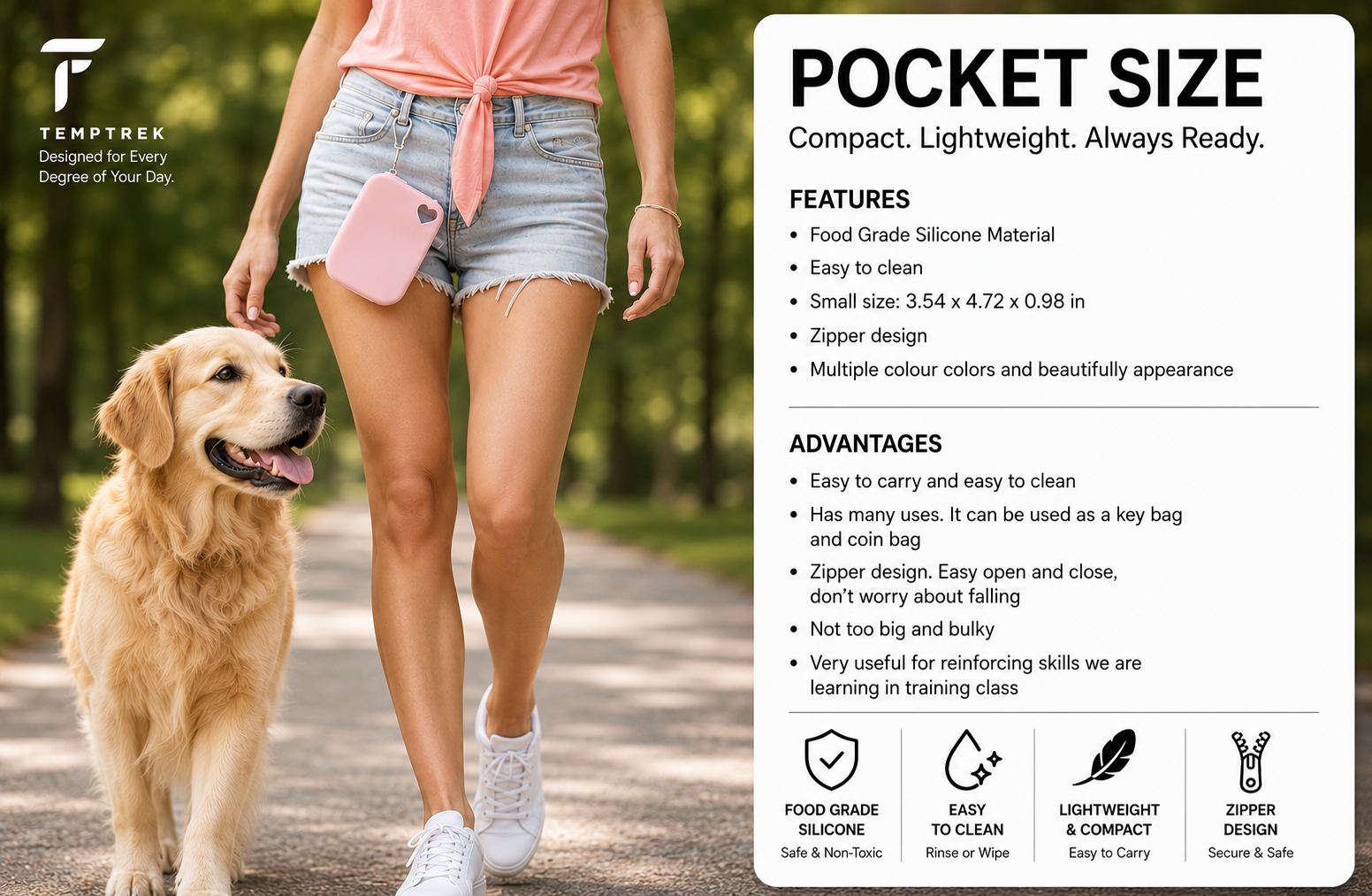 TempTrek TrailTreat | Zippered Dog Treat Pouch
