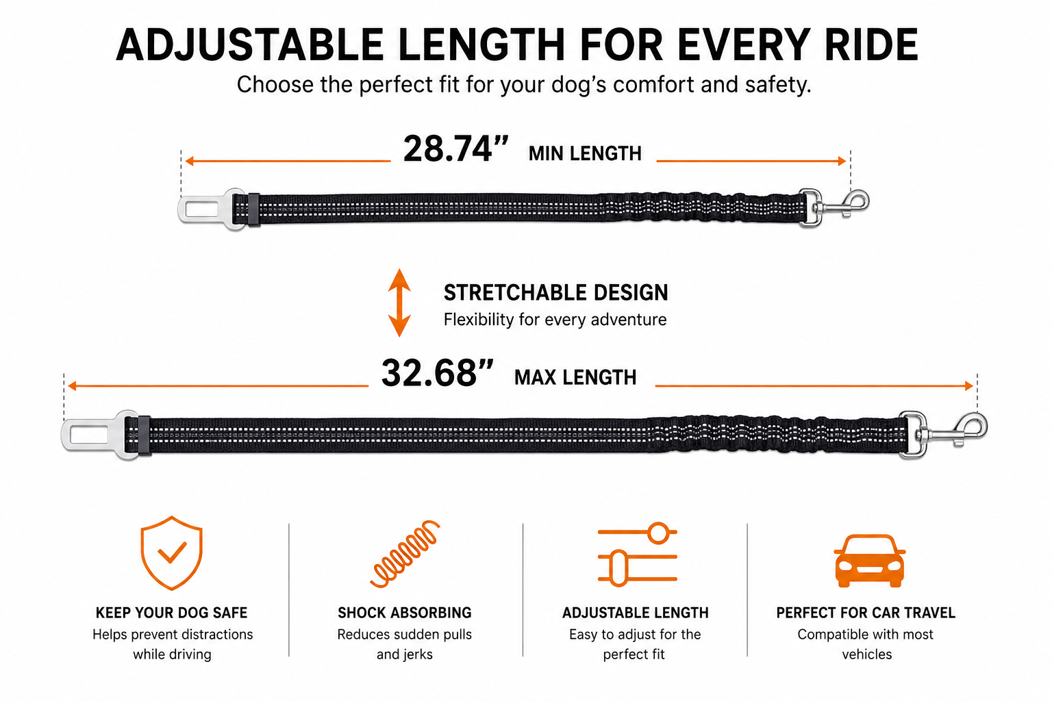 TempTrek TrailLead | Reflective Dog Safety Belt