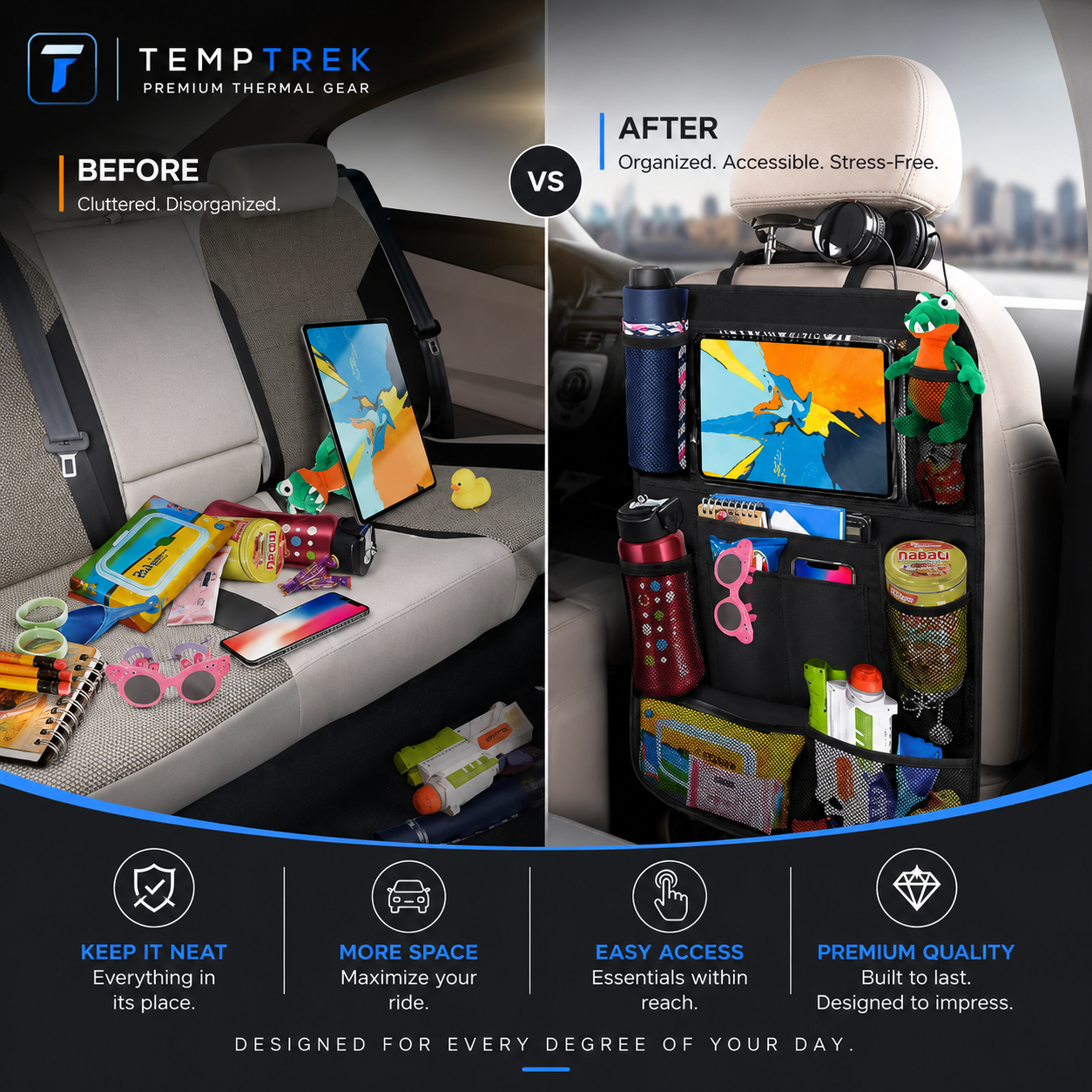 TempTrek BackSeat Buddy | Car Seat Organizer