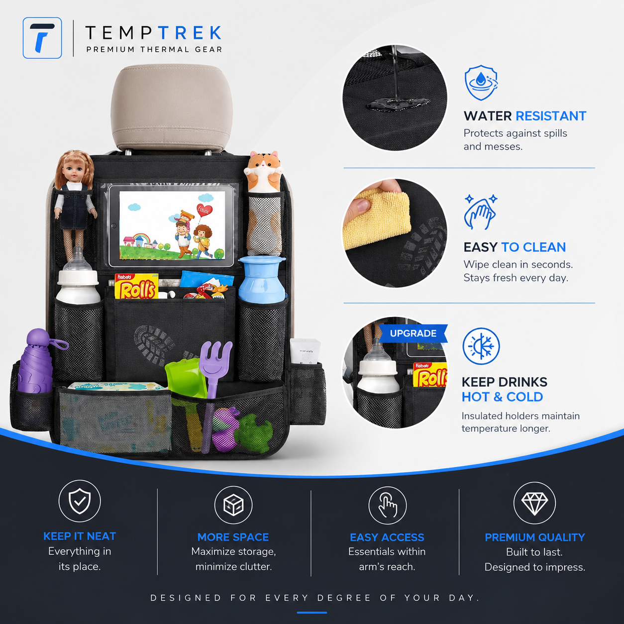 TempTrek BackSeat Buddy | Car Seat Organizer