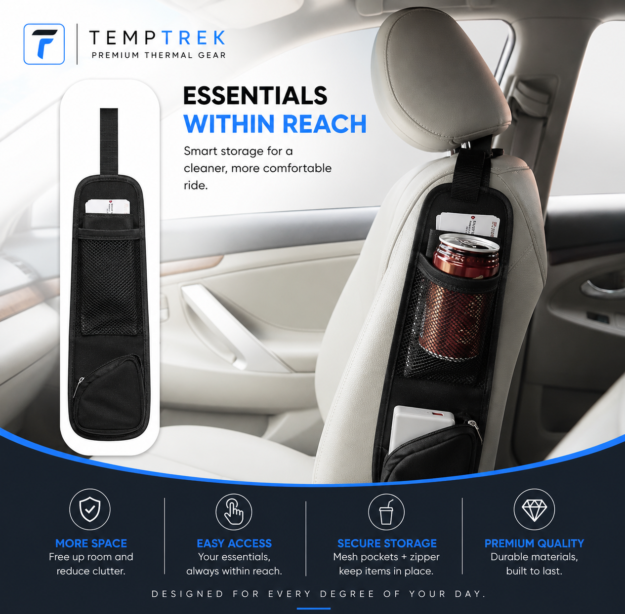 TempTrek BackSeat Buddy | Car Seat Organizer