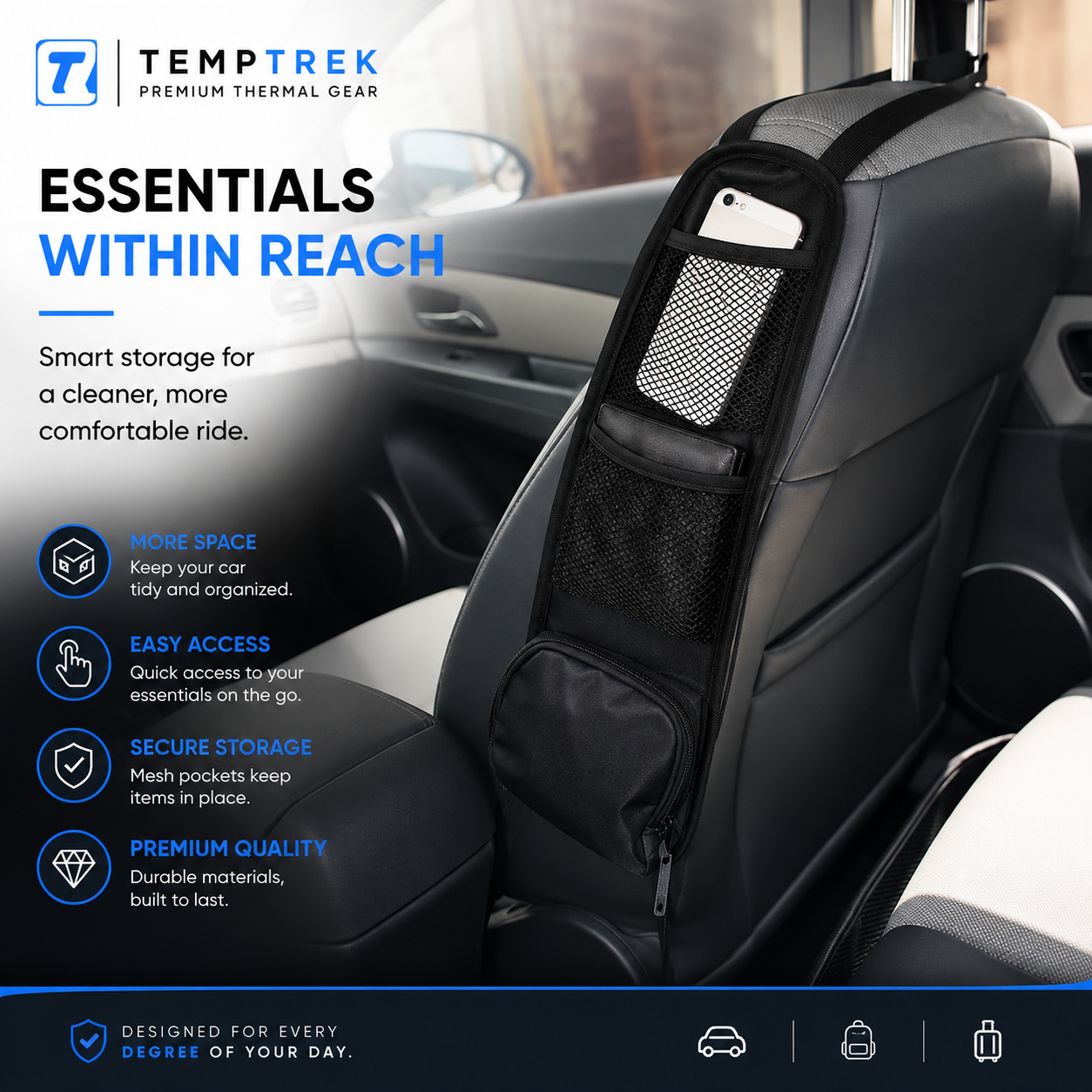 TempTrek BackSeat Buddy | Car Seat Organizer