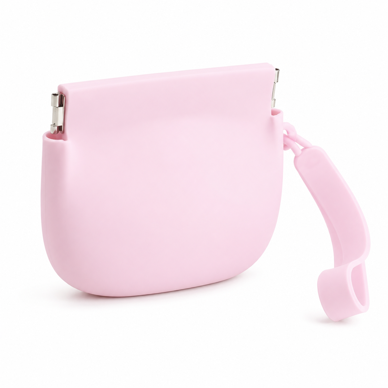 SnackTrail pink silicone treat pouch with spring auto-closure and wrist strap