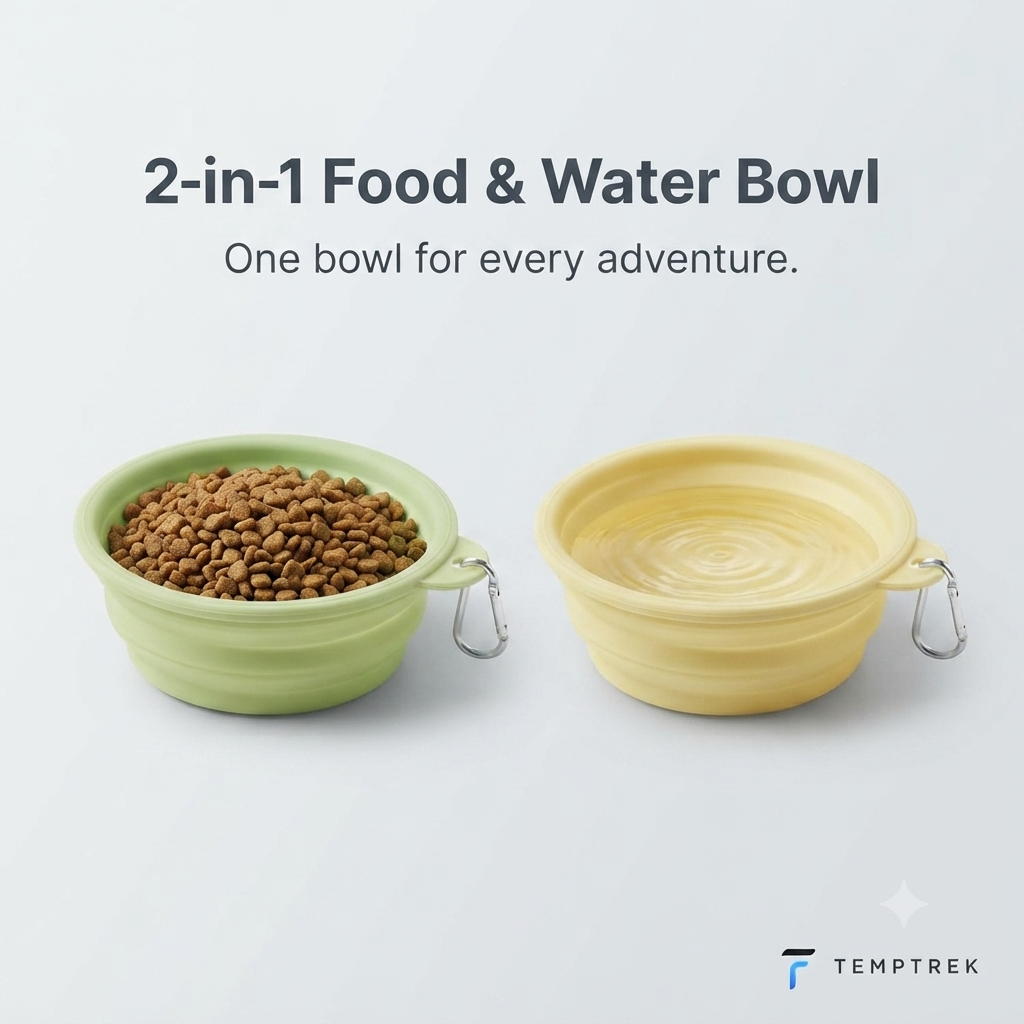 TempTrek TrailBowl | 2-in-1 Silicone Dog Feeding Kit