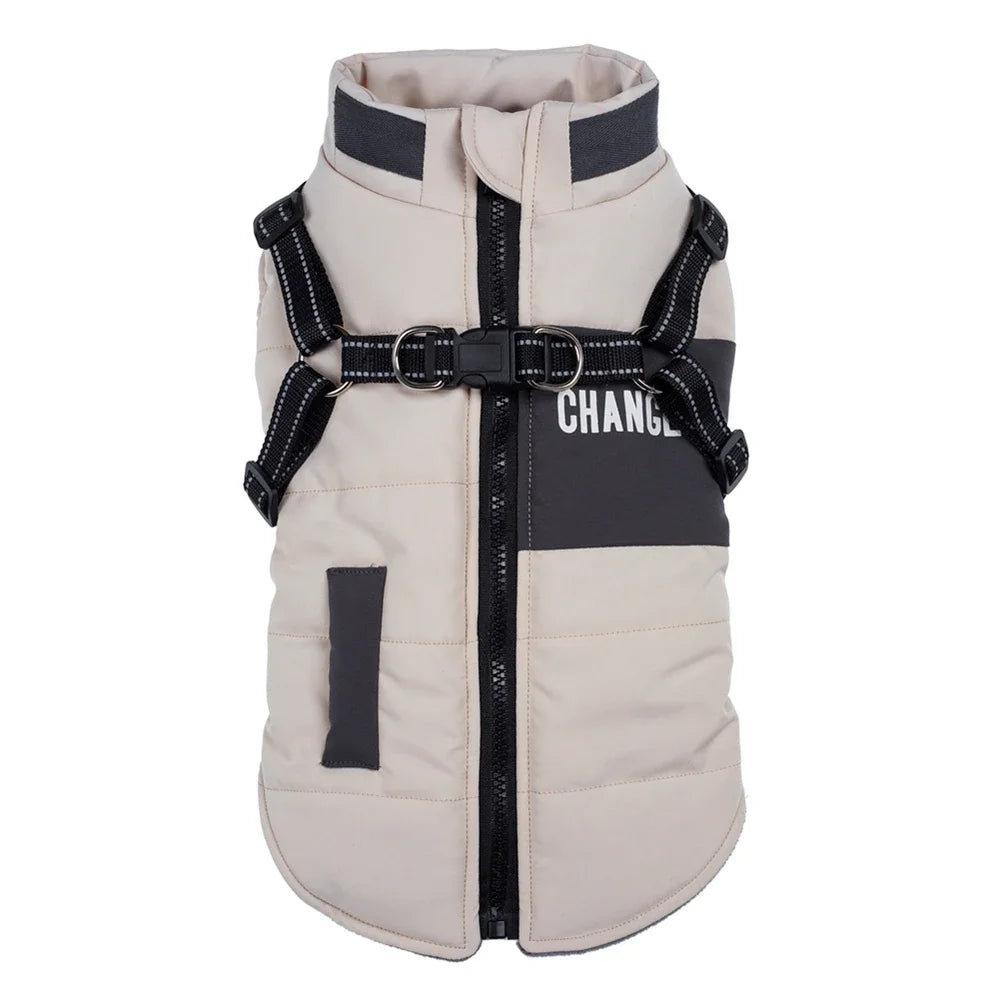 Close-up of the TempTrek TrailShield jacket's collar and chest zipper