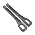 Pair of black GapGuard seat gap fillers on white background, showing curved shape and slotted design