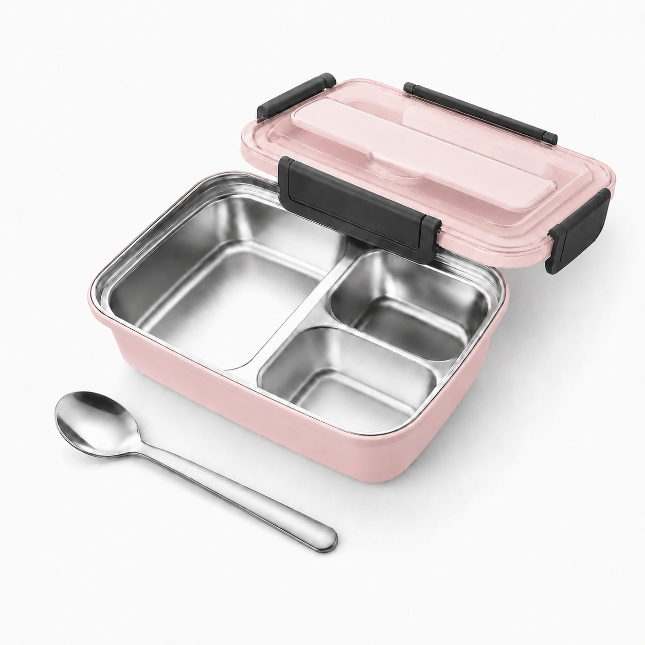 TempTrek stainless steel bento lunch box in Blush Pink