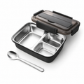 TempTrek stainless steel bento lunch box with divided compartments and reusable utensils