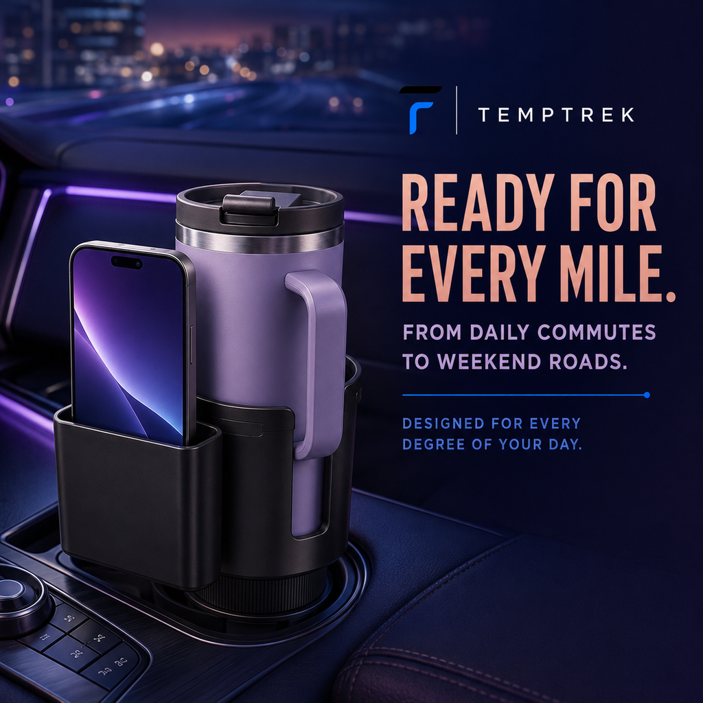 TempTrek RoadMate installed in a car console next to the driver seat