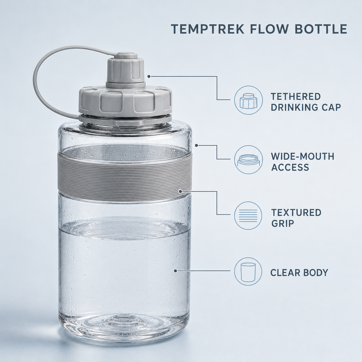 TempTrek Flow Bottle held during a workout