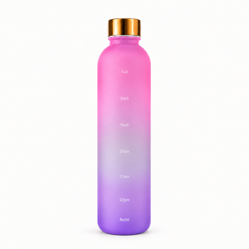 TempTrek FlowTrack 1L / 34 oz motivational water bottle in Stealth Black