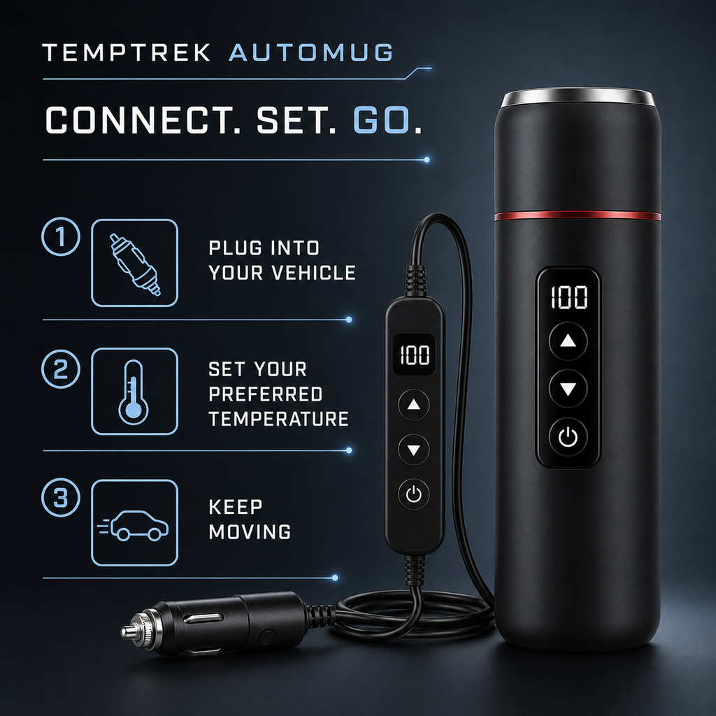 TempTrek AutoMug | Smart Heated Travel Mug with Temperature Control